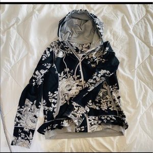 Albion Fit black floral zip-up hoodie. M